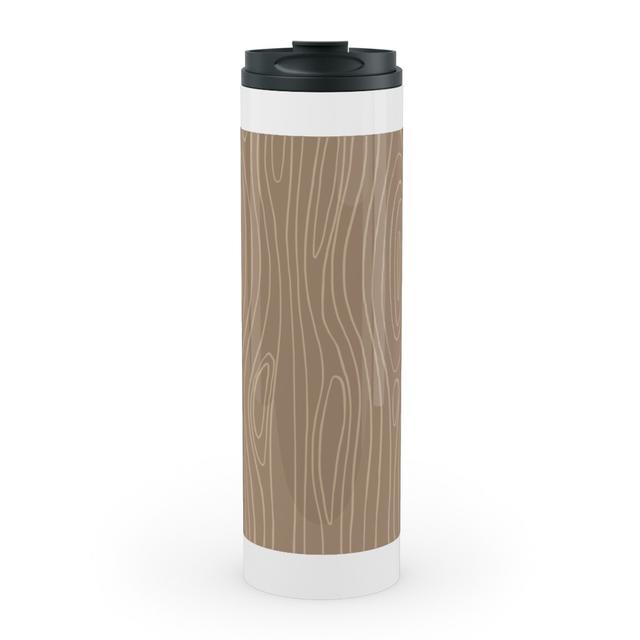 Travel Mugs: Wood Grain Stainless Mug, White, 20oz, Brown, Cafe