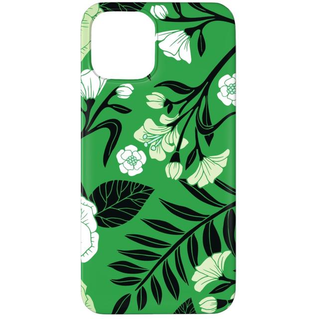 Custom iPhone 11 Pro Cases: Green, Black & White Floral Pattern, Slim Case, Matte Finish, Green, Classic Green