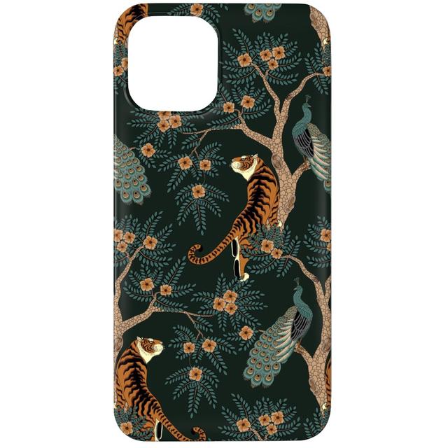Custom iPhone 11 Pro Cases: Tiger & Peacock on Black, Slim Case, Matte Finish, Black