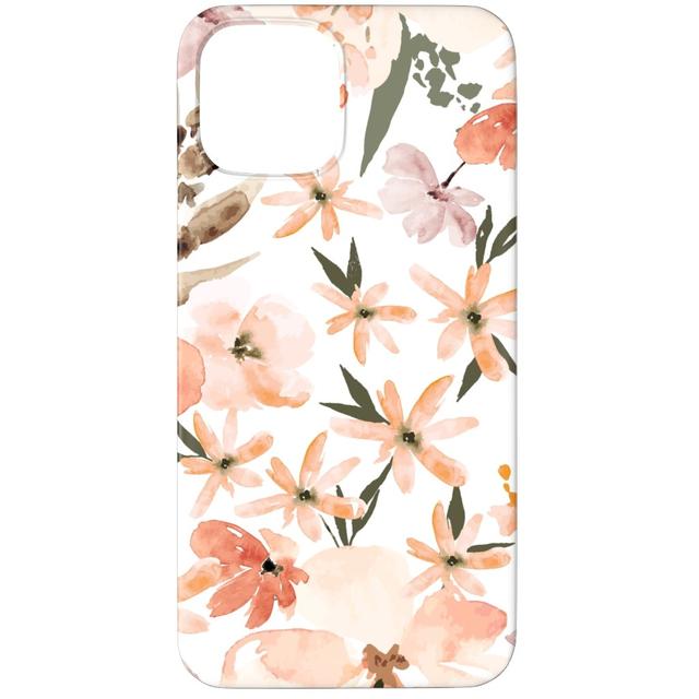 Custom iPhone 11 Pro Cases: Earth Tone Floral Summer in Peach & Apricot, Slim Case, Matte Finish, Pink, Bright Pink