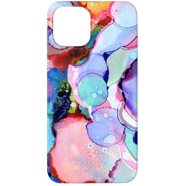 Custom iPhone 12 Pro Cases: Abstract Rainbow Ink - Multi, Silicone Liner Case, Matte Finish