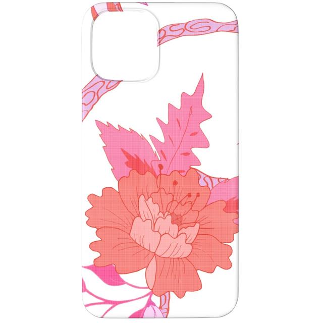 Custom iPhone 12 Pro Cases: Peony Branch Mural, Slim Case, Matte Finish, Pink, Whisper