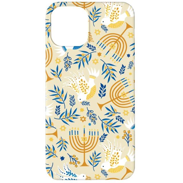 Custom iPhone 12 Cases: Hanukkah Birds Menorahs - Yellow, Silicone Liner Case, Matte Finish, Yellow, Classic Yellow
