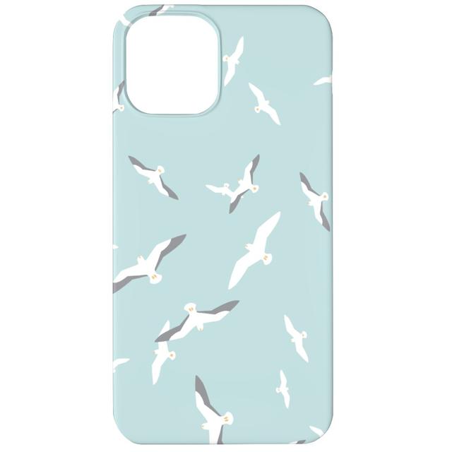 Custom iPhone 12 Cases: Flying Seagulls - Blue, Silicone Liner Case, Matte Finish, Blue, True Blue
