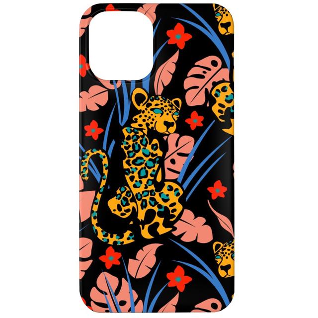 Custom iPhone 12 Cases: Leopard - Multi on Black, Slim Case, Matte Finish