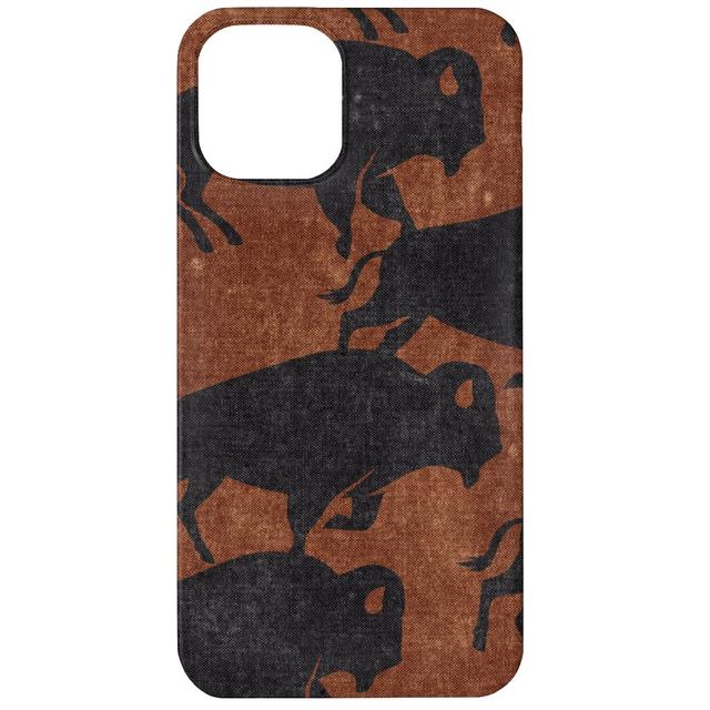 Custom iPhone 12 Cases: Bison Stampede - Inkwell on Brandywine, Slim Case, Matte Finish, Brown