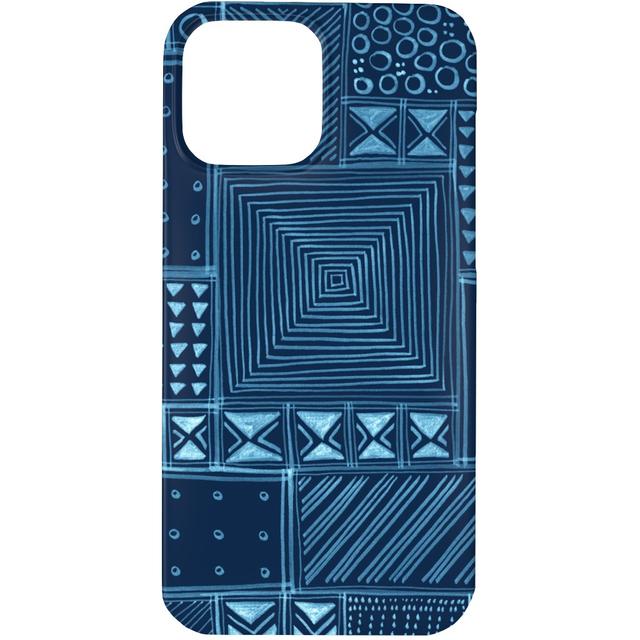 Custom iPhone 13 Pro Cases: African Tribal Mud Cloth - Indigo, Silicone Liner Case, Matte Finish, Blue, True Blue
