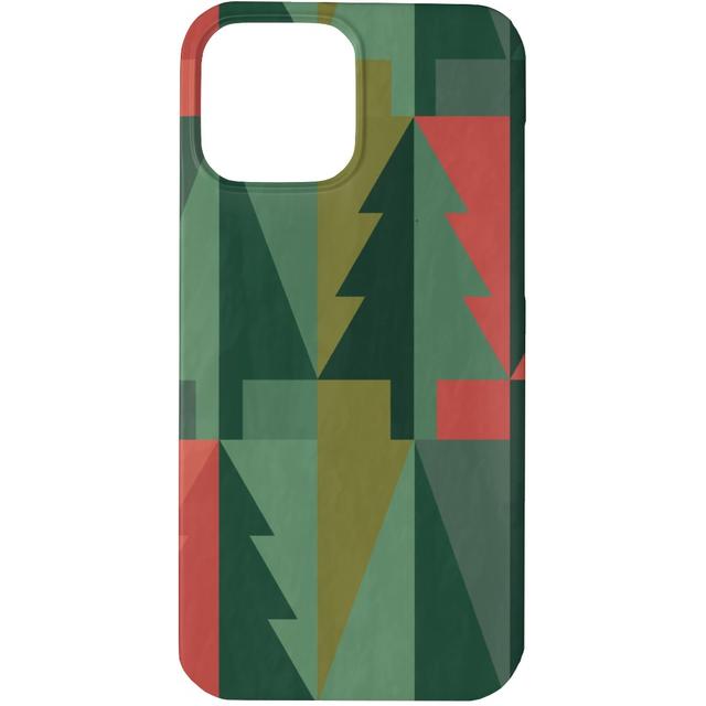Custom iPhone 13 Pro Cases: Geometric Forest - Red and Green, Silicone Liner Case, Matte Finish, Green, Classic Green