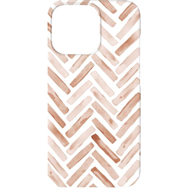 Custom iPhone 13 Cases: Painted Chevron Herringbone, Silicone Liner Case, Matte Finish, Brown, Desert Rose