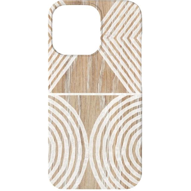 Custom iPhone 13 Cases: Boho Tribal Woodcut Geometric Shapes, Silicone Liner Case, Matte Finish, Beige, Rye