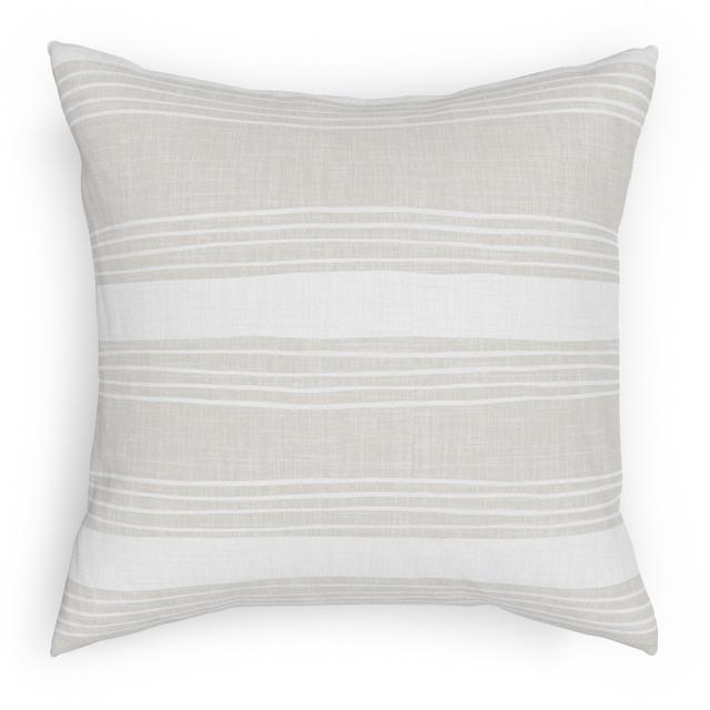 Woven Pillows: Rustic Stripe - Taupe, White, 18x18, Double Sided, Beige, Pearl