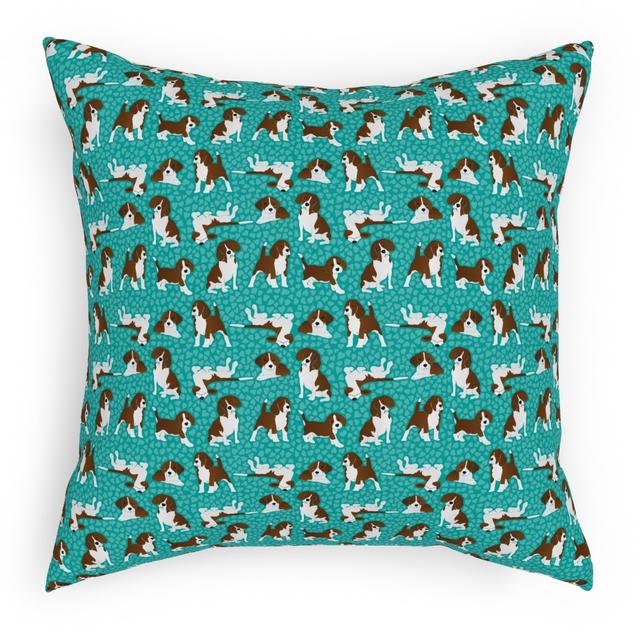 Woven Pillows: Beagle Dog, White, 18x18, Double Sided, Green, Seafoam