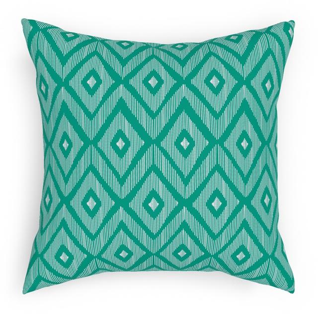 Woven Pillows: Ikat, White, 18x18, Double Sided, Green, Tidal Wave