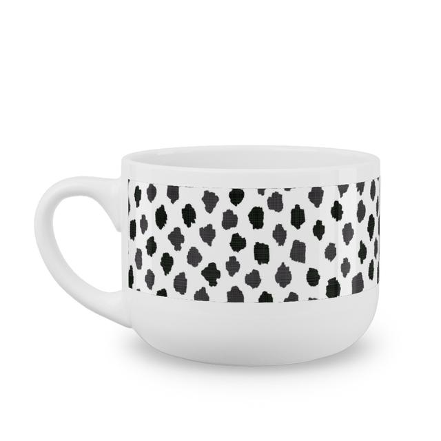 White Latte Mugs: Inky Spots - Black and White Latte Mug, White, 25oz, White