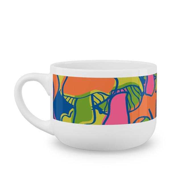 White Latte Mugs: Psychedelic Daydream - Neon and Blue Latte Mug, White, 25oz, Multicolor