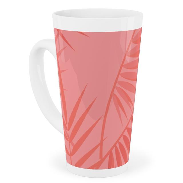 Mugs: Tropical - Coral Tall Latte Mug, 17oz, Pink, Bright Pink