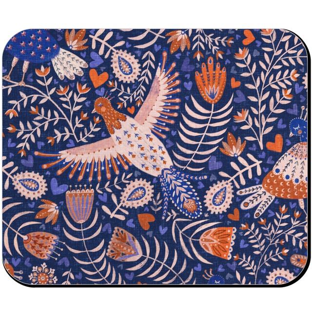 Custom Mouse Pads: Swedish Folk Art Birds - Blue, True Blue