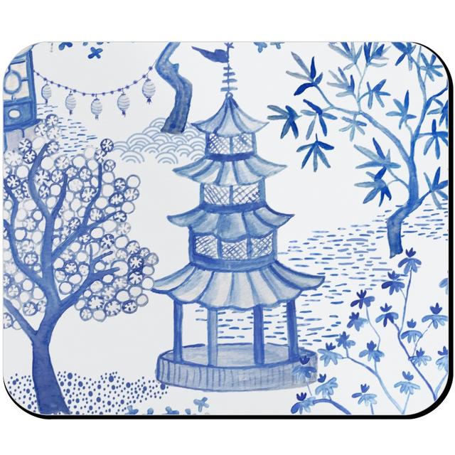 Custom Mouse Pads: Pagoda Forest in Blues, Blue, True Blue