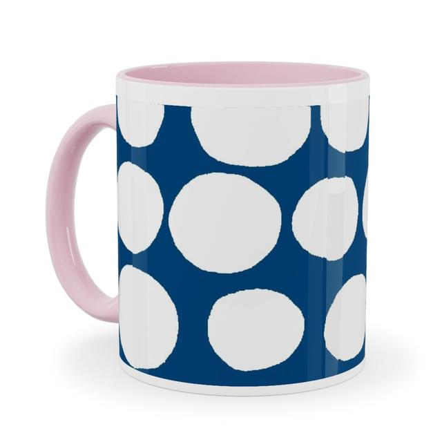 Pink Photo Mugs: Jumbo Peas - Deep Blue and White Ceramic Mug, Pink, 11oz, Blue, True Blue