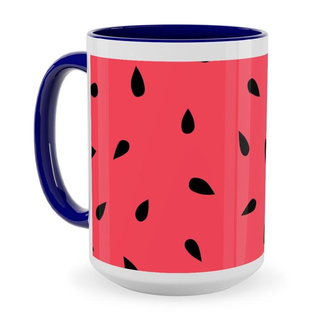 Blue Photo Mugs: Watermelon Fruit Seeds Ceramic Mug