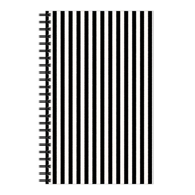 Personalized Notebooks: Basic Stripe - Black and Cream, 5x8, Black