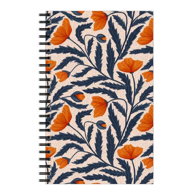 Personalized Notebooks: Poppy Flower - Blue and Orange, 5x8, Blue, True Blue