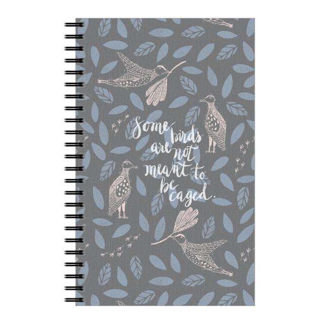 Personalized Notebooks: Quirky Birds and Botanicals, 5x8, Gray
