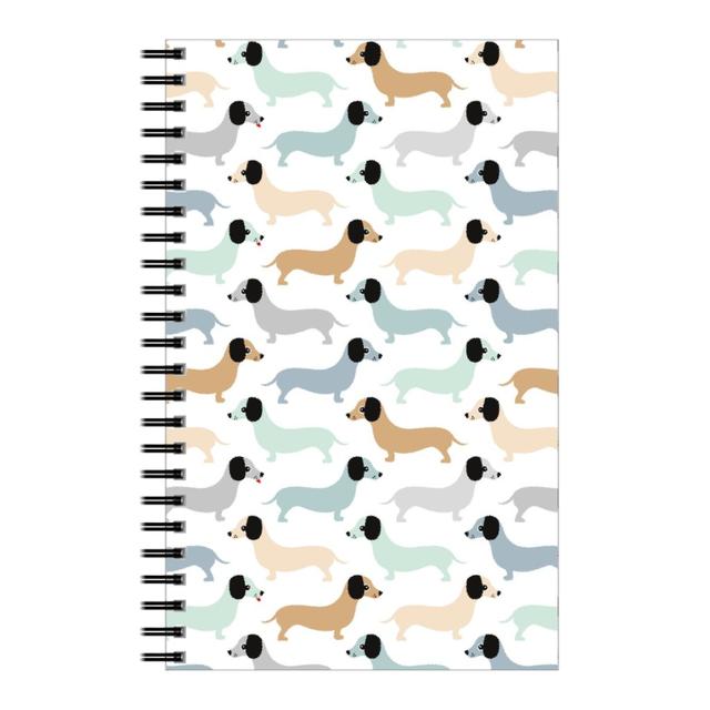 Personalized Notebooks: Retro Dachshund Dogs, 5x8, Blue, Stream