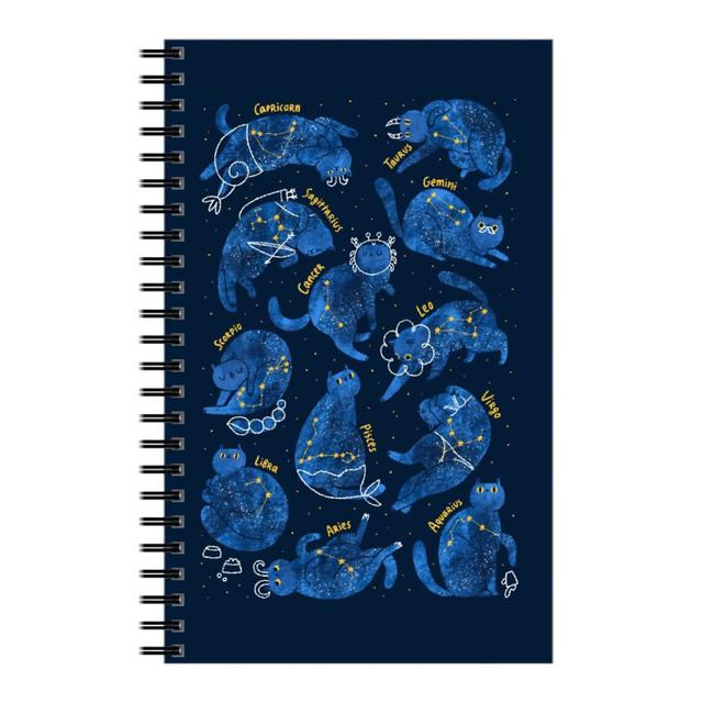Personalized Notebooks: Zodiac Cats - Blue, 5x8, Blue, True Blue