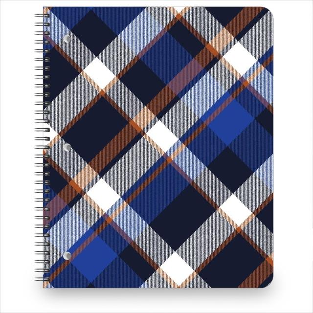 Personalized Blue Plaid Notebook with Recycled Cover