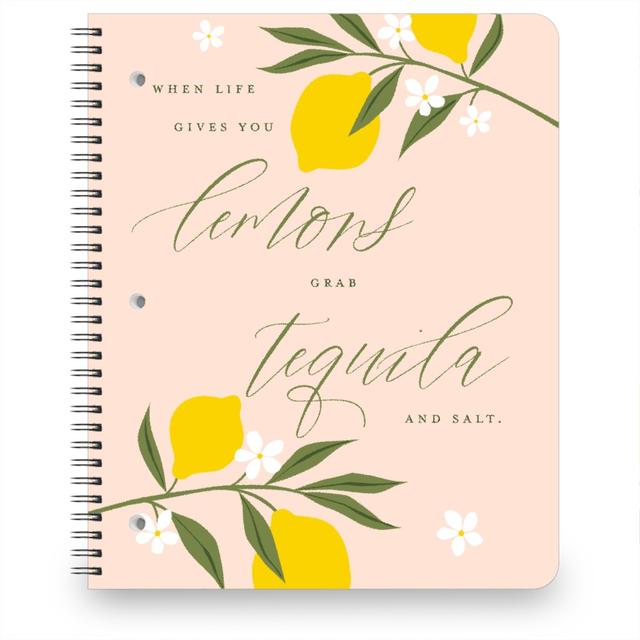 Personalized Notebooks: Life Lemons - Pink and Yellow, 8.5x11, Pink, Bright Pink