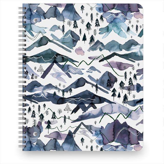 Personalized Notebooks: Watercolor Mountains - Blue on White, 8.5x11, Blue, True Blue