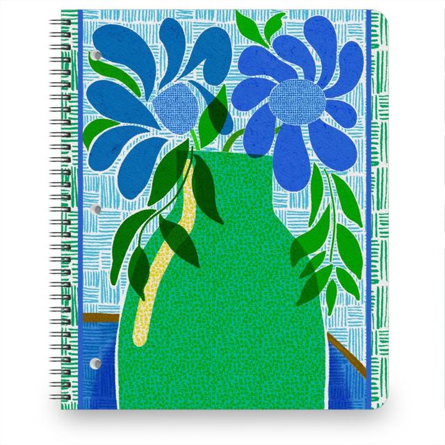 Personalized Notebooks: Florals in a Vase - Blue and Green, 8.5x11, Green, Classic Green