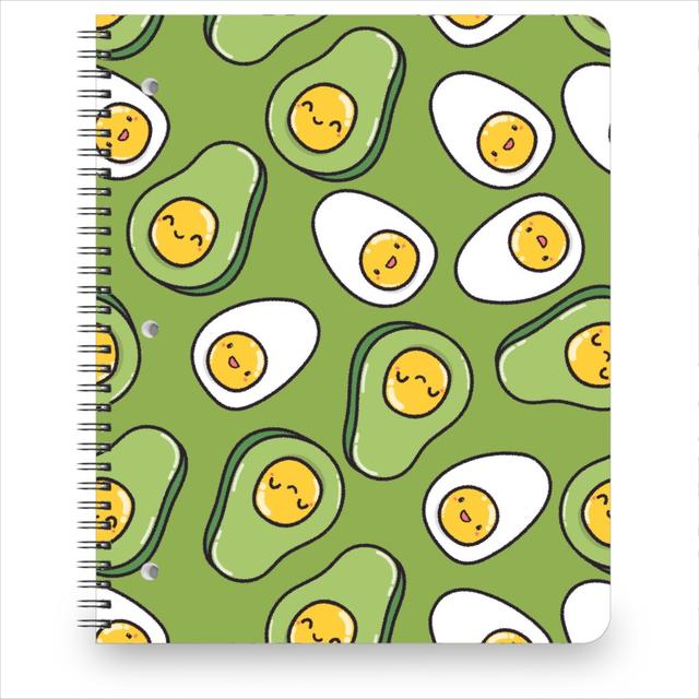 Custom Avocado & Egg Design Personalized Notebook - Green 8.5x11