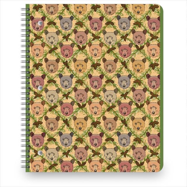 Personalized Notebooks: Bear Heads and Pine Cones, 8.5x11, Brown