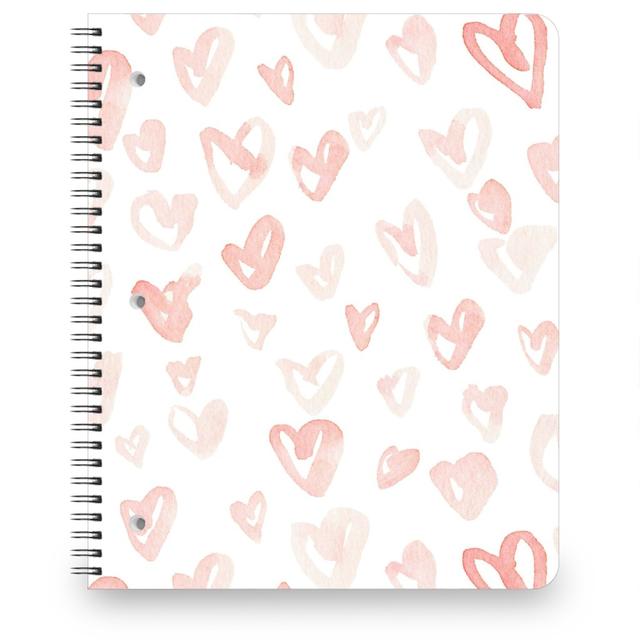 Personalized Notebooks: Pale Pink Hearts - Pink, 8.5x11, Pink, Bright Pink