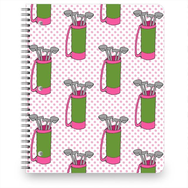 Personalized Notebooks: Golf Club Pattern - Green and Pink, 8.5x11, Pink, Bright Pink