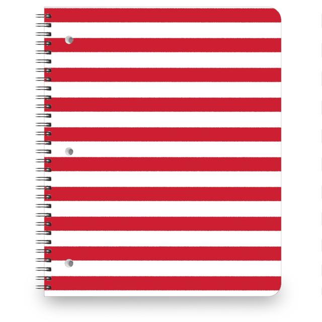 Personalized Notebooks: Stripes - Red and White, 8.5x11, Red