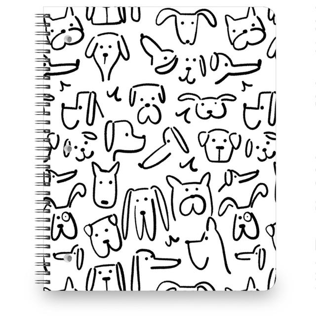 Personalized Notebooks: Playful Pups - Black and White, 8.5x11, White