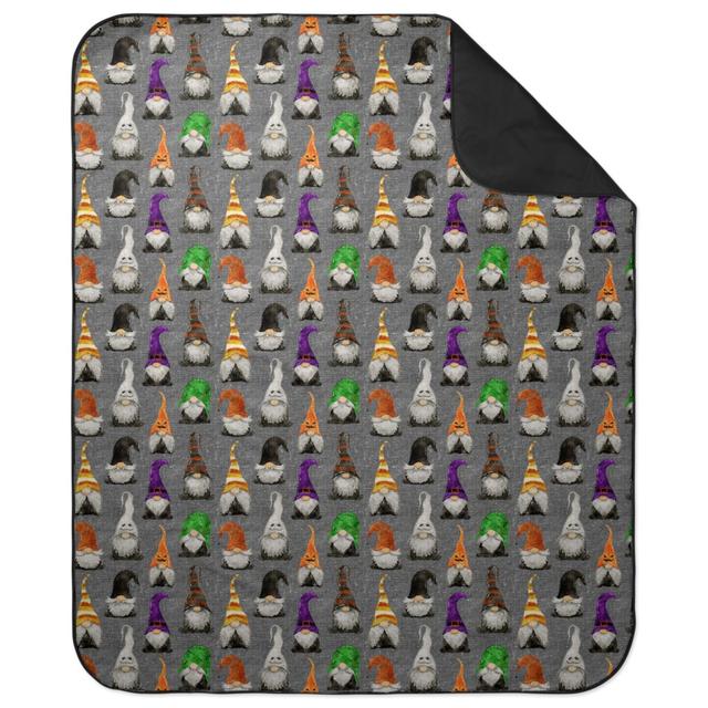 Picnic Blankets: Halloween Gnomes - Grey, Multicolor