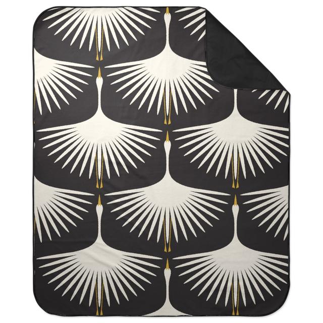Picnic Blankets: Art Deco Swans - Cream & Black