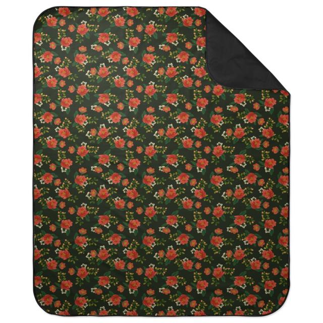 Picnic Blankets: Holiday Floral, Green, Classic Green