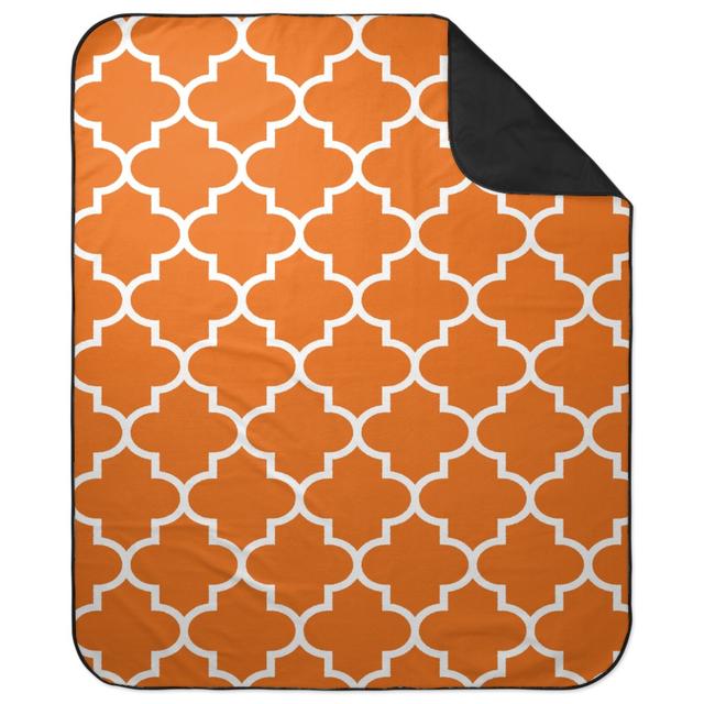 Picnic Blankets: Quatrefoil - Orange Picnic Blanket, Orange