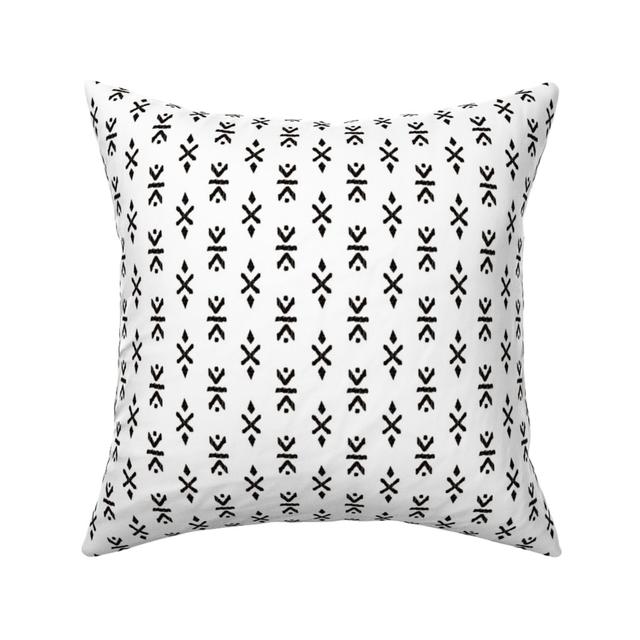 Woven Pillows: Monochrome Tribal Print - Neutral, Beige, 16x16, Single Sided, White