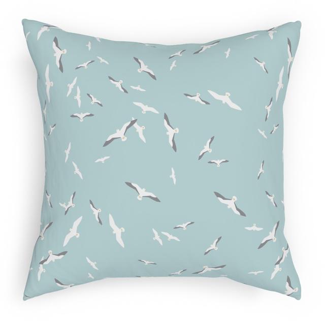 Woven Pillows: Flying Seagulls - Blue, Beige, 18x18, Single Sided, Blue, True Blue