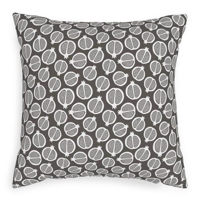 Woven Pillows: Pomegranate - Black & White, Beige, 20x20, Single Sided, Gray