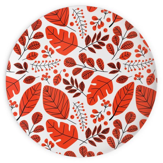 Plates: Red Leaves, 10x10, Red