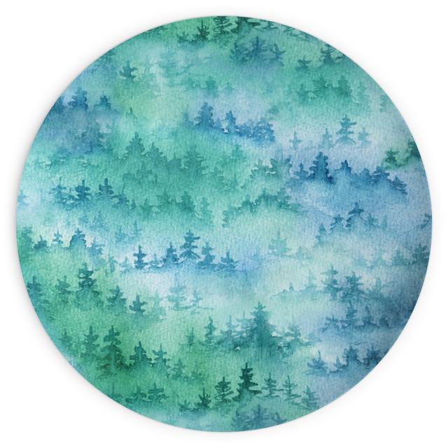 Plates: Watercolor Forest - Green and Blue, 10x10, Green, Classic Green