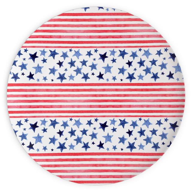 Plates: Watercolor Stars and Stripes - Red White and Blue, 10x10, Red