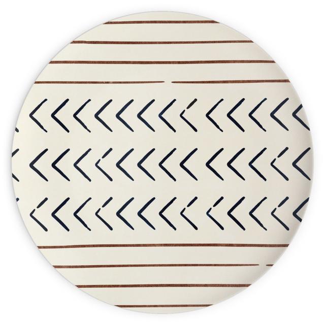 Plates: Arrow Stripes Mud Cloth Modern, 10x10, Beige, Antique White